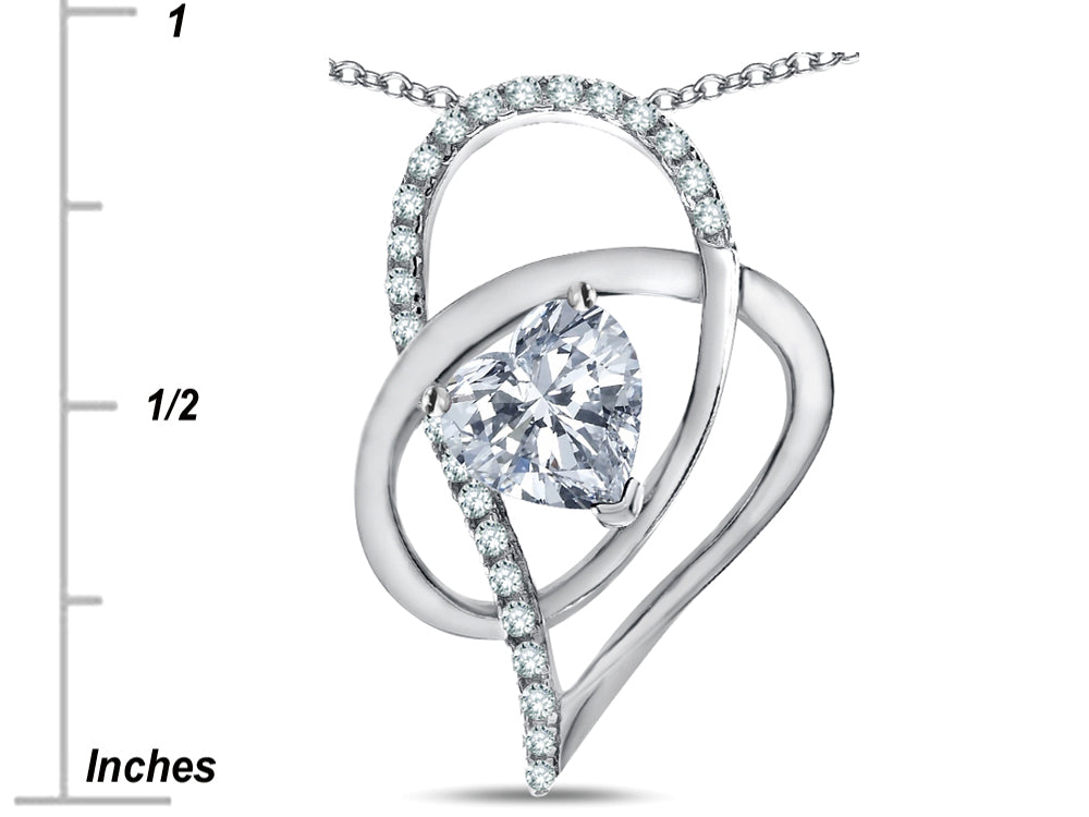 Star K™ Heart Full Of Love  White Topaz 7mm Heart Pendant Necklace