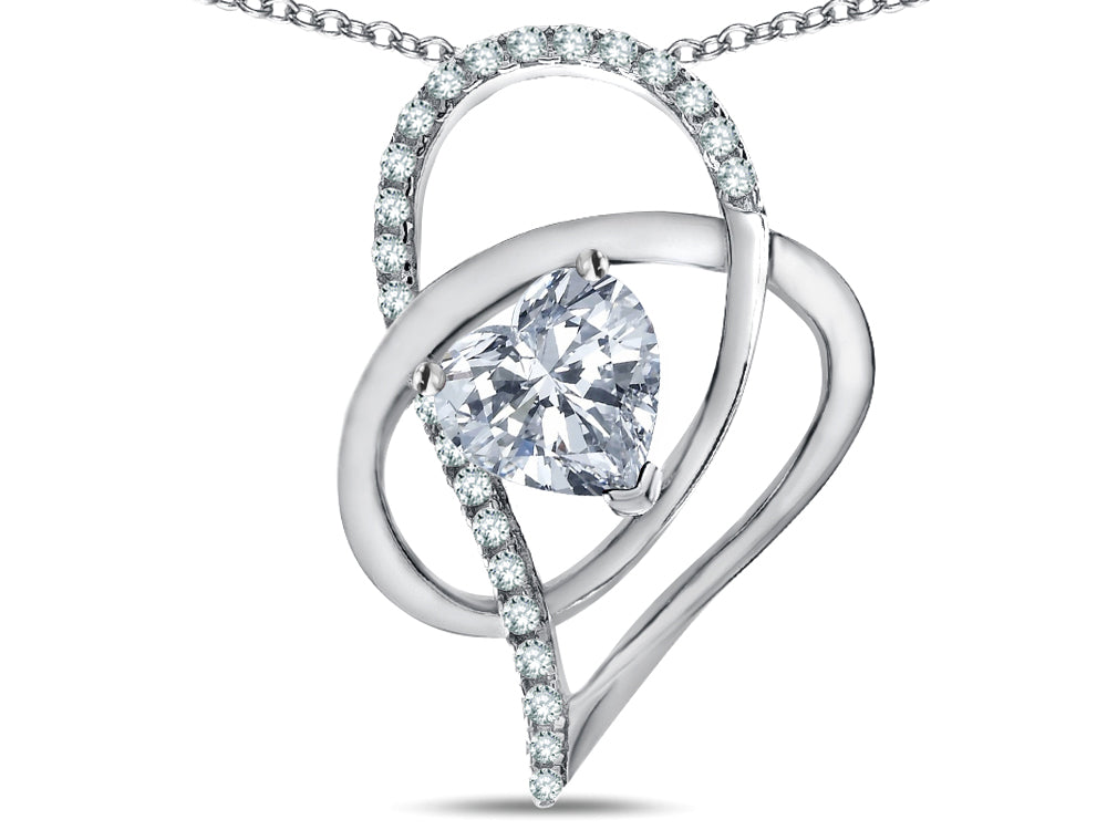 Star K™ Heart Full Of Love  White Topaz 7mm Heart Pendant Necklace