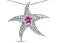 Star K™ Sterling Silver Created Pink SapphireStar Fish Pendant Necklace