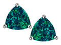 Star K™ Trillion 7mm Simulated Dark Blue Opal Earrings Studs