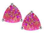 Star K™ Trillion 7mm Simulated Dark Pink Opal Earrings Studs