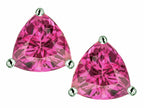 Star K™ Trillion 7mm Simulated Pink Tourmaline Earrings Studs
