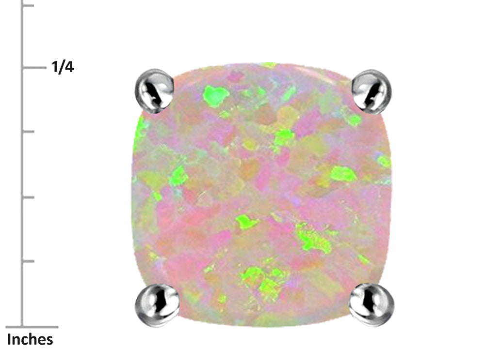 Star K™ Cushion-Cut 7mm Simulated Pink Opal Earrings Studs