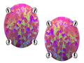 Star K™ Oval 8x6mm Simulated Dark Pink Opal Earrings Studs