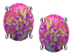 Star K™ Oval 8x6mm Simulated Dark Pink Opal Earrings Studs