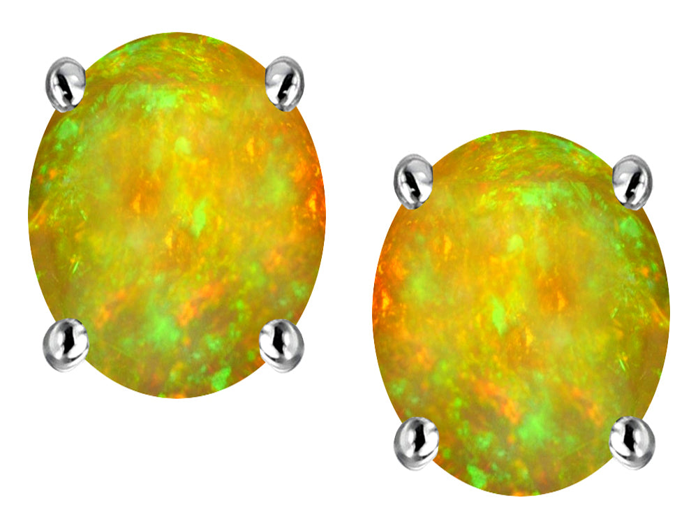 Star K™ Oval 8x6mm Simulated Lemon Opal Earrings Studs