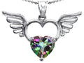 Star K™ Wings Of Love Birth Month Pendant Necklace with 8mm Heart Shape Rainbow Mystic Quartz