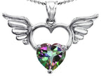 Star K™ Wings Of Love Birth Month Pendant Necklace with 8mm Heart Shape Rainbow Mystic Quartz