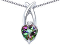 Star K™ 8mm Heart Shape Rainbow Mystic Quartz Cross Heart Pendant Necklace