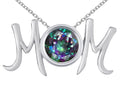 Star K™ Round Rainbow Mystic Quartz MOM Mother's Pendant Necklace