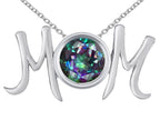 Star K™ Round Rainbow Mystic Quartz MOM Mother's Pendant Necklace