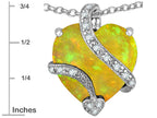 Star K™ Large 15mm Heart Shape Lemon Created Opal and Cubic Zirconia Love Pendant Necklace
