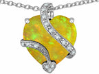 Star K™ Large 15mm Heart Shape Lemon Created Opal and Cubic Zirconia Love Pendant Necklace