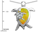 Star K™ Large Mother and Baby Turtle family Pendant Necklace Pear Shape Lemon Created Opal and Cubic Zirconia
