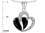 Star K™ Heart Shape 12mm Black Cubic Zirconia Pendant Necklace