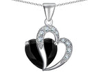 Star K™ Heart Shape 12mm Black Cubic Zirconia Pendant Necklace