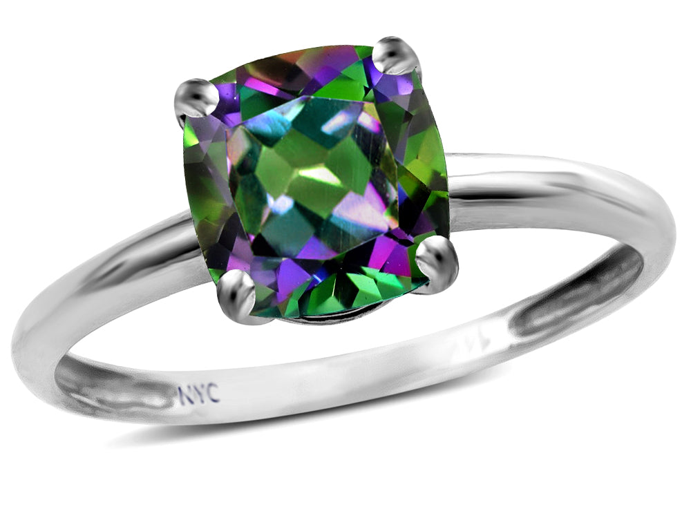Original Star K Mystic Topaz 7mm Cushion-Cut Solitaire Engagement Ring
