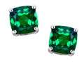 Original Star K™ 7mm Cushion-Cut Simulated Emerald Earrings Studs