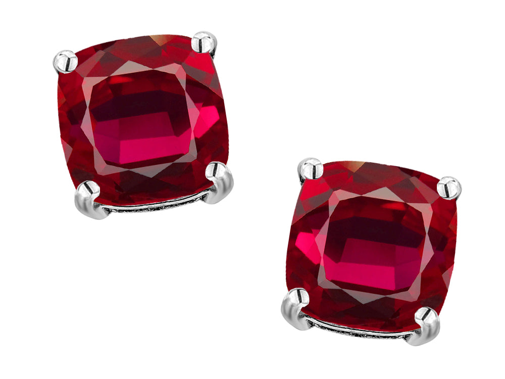 Original Star K™ 7mm Cushion-Cut Created Ruby Earrings Studs