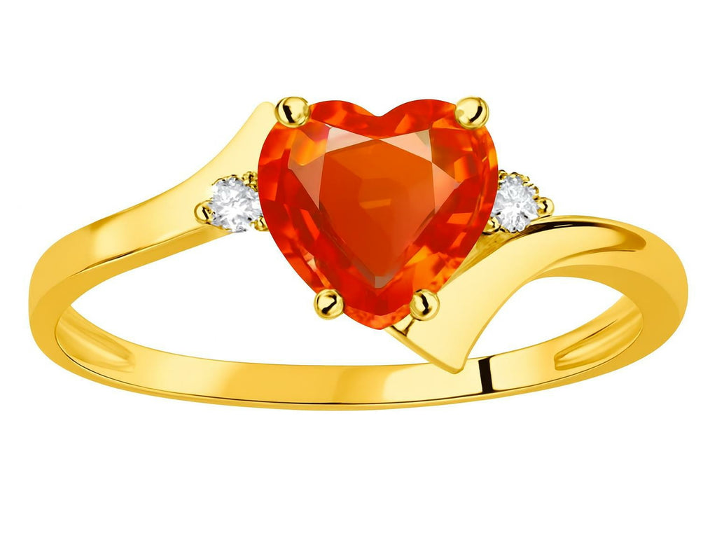 Original Star K™ Heart Shape 6mm Simulated Orange Mexican Fire Opal bypass Ring
