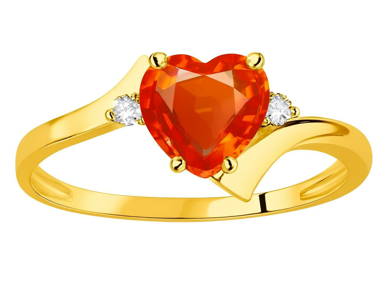 Original Star K™ Heart Shape 6mm Simulated Orange Mexican Fire Opal bypass Ring