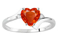 Original Star K™ Heart Shape 6mm Simulated Orange Mexican Fire Opal bypass Ring