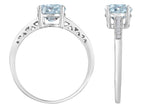 Original Star K Round 7mm Genuine Aquamarine Solitaire Engagement Ring