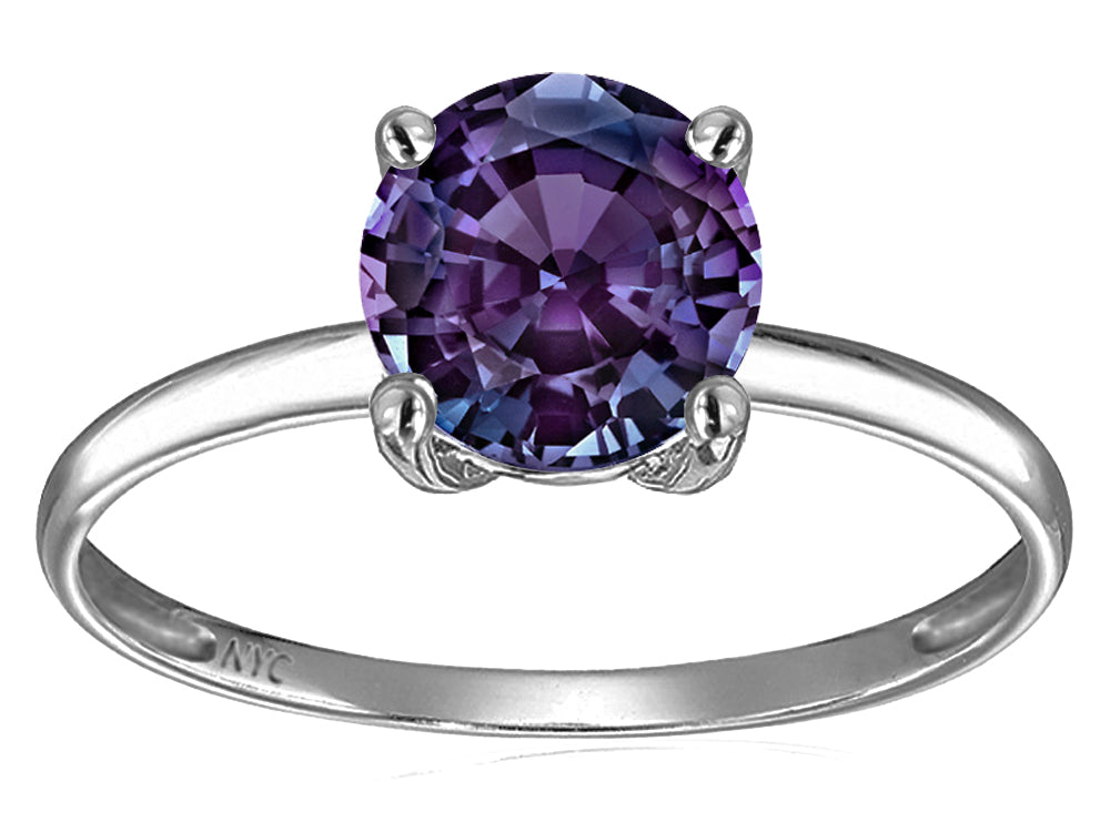 Original Star K 7mm Round Simulated Alexandrite Solitaire Engagement Ring