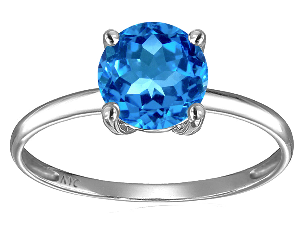 Original Star K 7mm Round Blue Topaz Solitaire Engagement Ring
