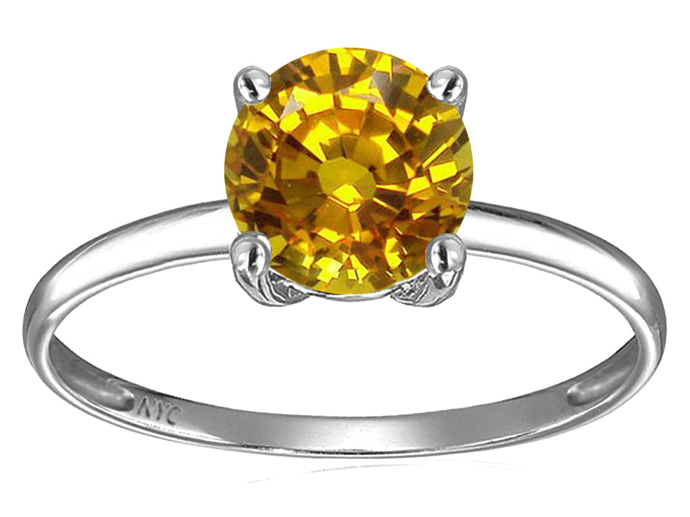 Original Star K 7mm Round Genuine Citrine Solitaire Engagement Ring