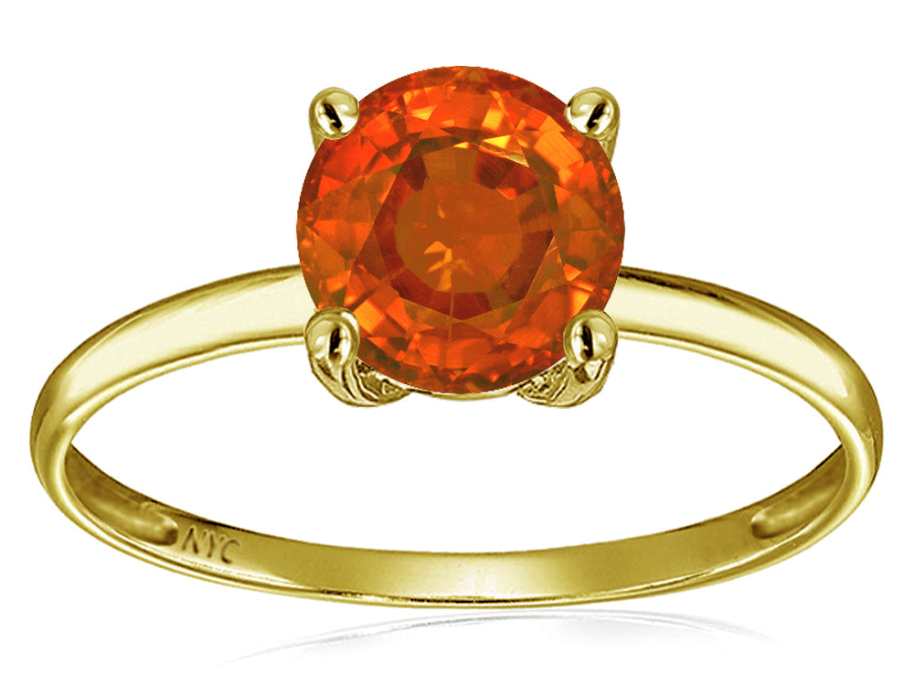 Original Star K 7mm Round Simulated Orange Mexican Fire Opal Solitaire Engagement Ring
