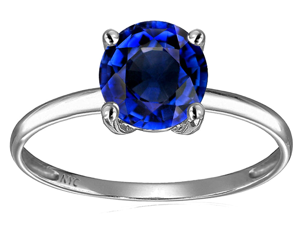 Original Star K 7mm Round Created Sapphire Solitaire Engagement Ring