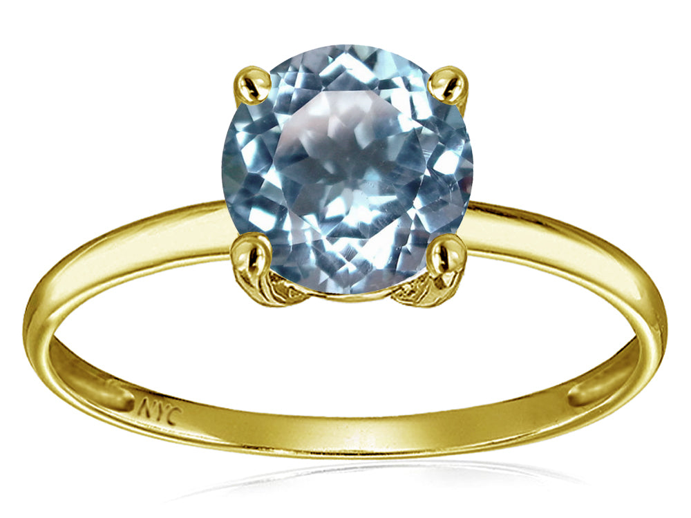 Original Star K 7mm Round Simulated Aquamarine Solitaire Engagement Ring
