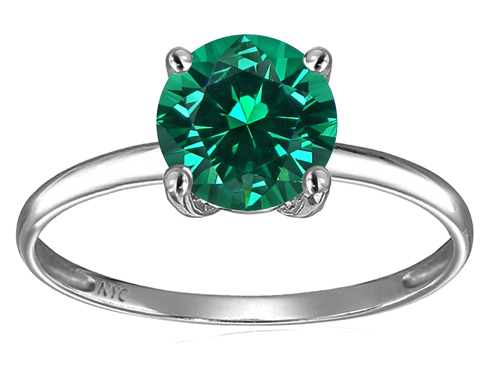 Original Star K 7mm Round Simulated Emerald Solitaire Engagement Ring