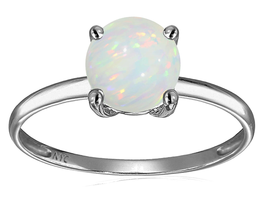 Original Star K 7mm Round Created Opal Solitaire Engagement Ring