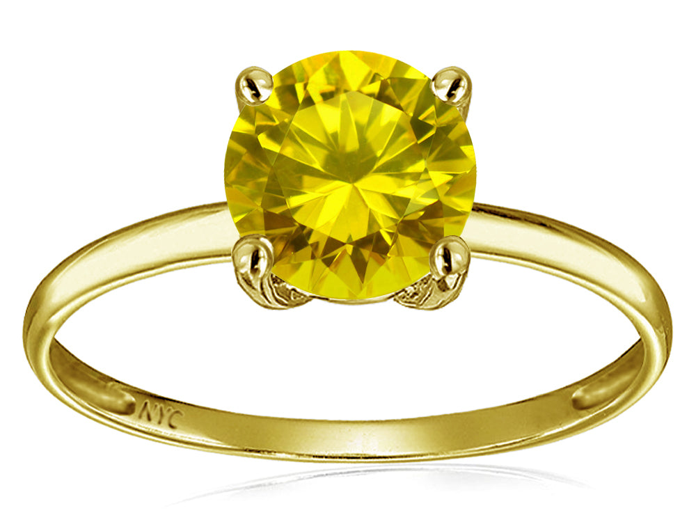 Original Star K 7mm Round Simulated Yellow Sapphire Solitaire Engagement Ring