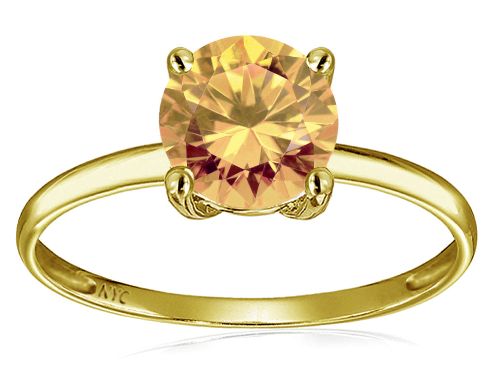 Original Star K 7mm Round Simulated Imperial Yellow Topaz Solitaire Engagement Ring