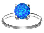 Original Star K Blue Created Opal Round 7mm Solitaire Engagement Ring