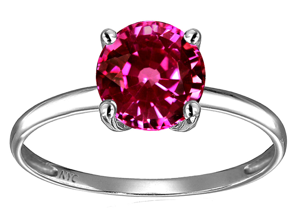 Original Star K Simulated Pink Tourmaline Round 7mm Solitaire Engagement Ring