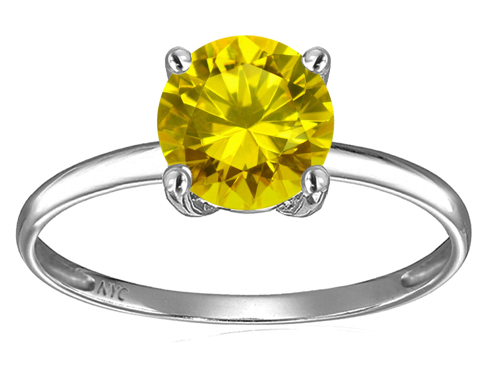 Original Star K Simulated Yellow Sapphire Round 7mm Solitaire Engagement Ring