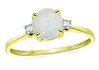 Original Star K 7mm Round Genuine Opal Classic 3 stone Engagement Ring