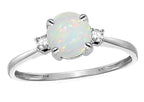 Original Star K 7mm Round Genuine Opal Classic 3 stone Engagement Ring