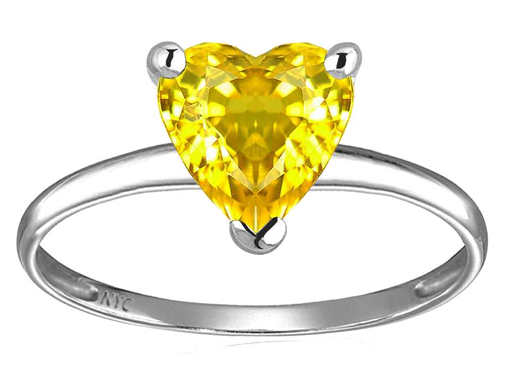 Original Star K™ Simulated Yellow Sapphire Heart Shape 8mm Solitaire Engagement Ring