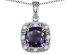 Star K™ 14k White Gold Cushion-Cut Simulated Alexandrite Halo Pendant Necklace