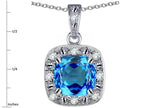 Star K™ 14k White Gold Cushion-Cut Blue Topaz Halo Pendant Necklace