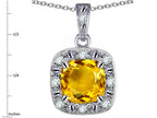 Star K™ 14k White Gold Cushion-Cut Genuine Citrine Halo Pendant Necklace