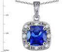 Star K™ 14k White Gold Cushion-Cut Created Sapphire Halo Pendant Necklace