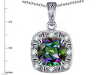 Star K 14k White Gold Cushion-Cut Mystic Topaz Halo Pendant Necklace