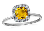 Star K 14 kt White Gold Classic Cushion-Cut Citrine Designer Halo Ring