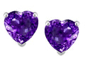 Star K Heart Shape 6mm Genuine Amethyst Earrings Studs
